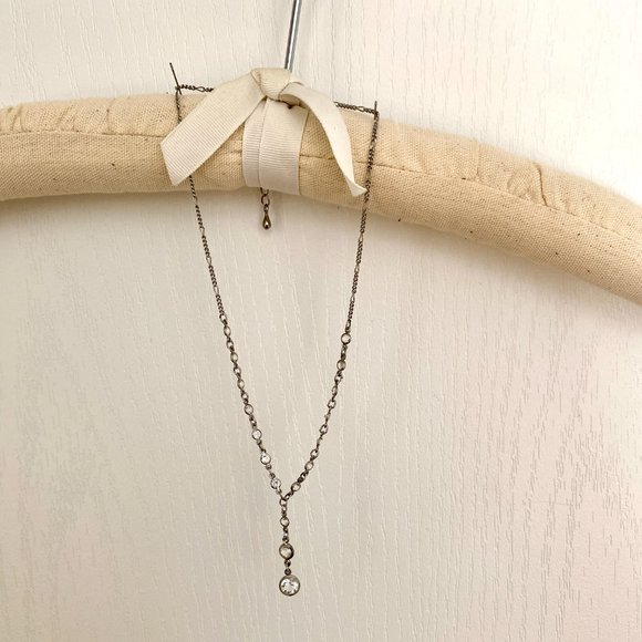 Vintage Silver Tone Necklace with Transparent Bead Detail - Picture 2 of 7